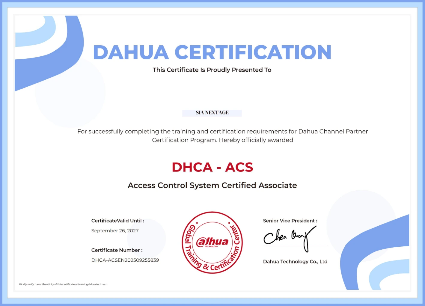 DHCA-ACS - SIA NEXTAGE