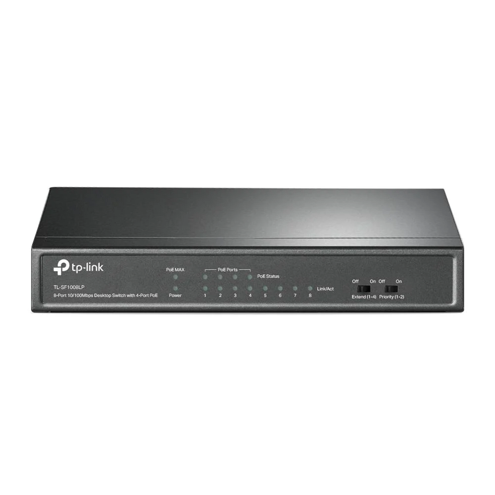 Switch|TP-LINK|TP-Link TL-SF1008LP.|Switch type Unmanaged|8xRJ-45 ports|RJ-45 Ports Type Fast Ethernet (10/100)|8xFast Ethernet (copper) ports quantity|Power over Ethernet (PoE) Yes|4xPower over Ethernet (PoE) ports quan