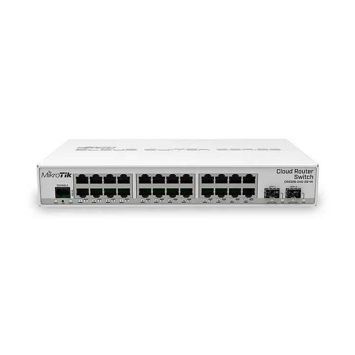 Switch|MIKROTIK|CRS326-24G-2S+IN|Switch type Managed|24xRJ-45 ports|RJ-45 Ports Type Gigabit Ethernet (10/100/1000)|2xSFP+ module slots quantity|10G support Yes|Power over Ethernet (PoE) Yes|CRS326-24G-2S+IN