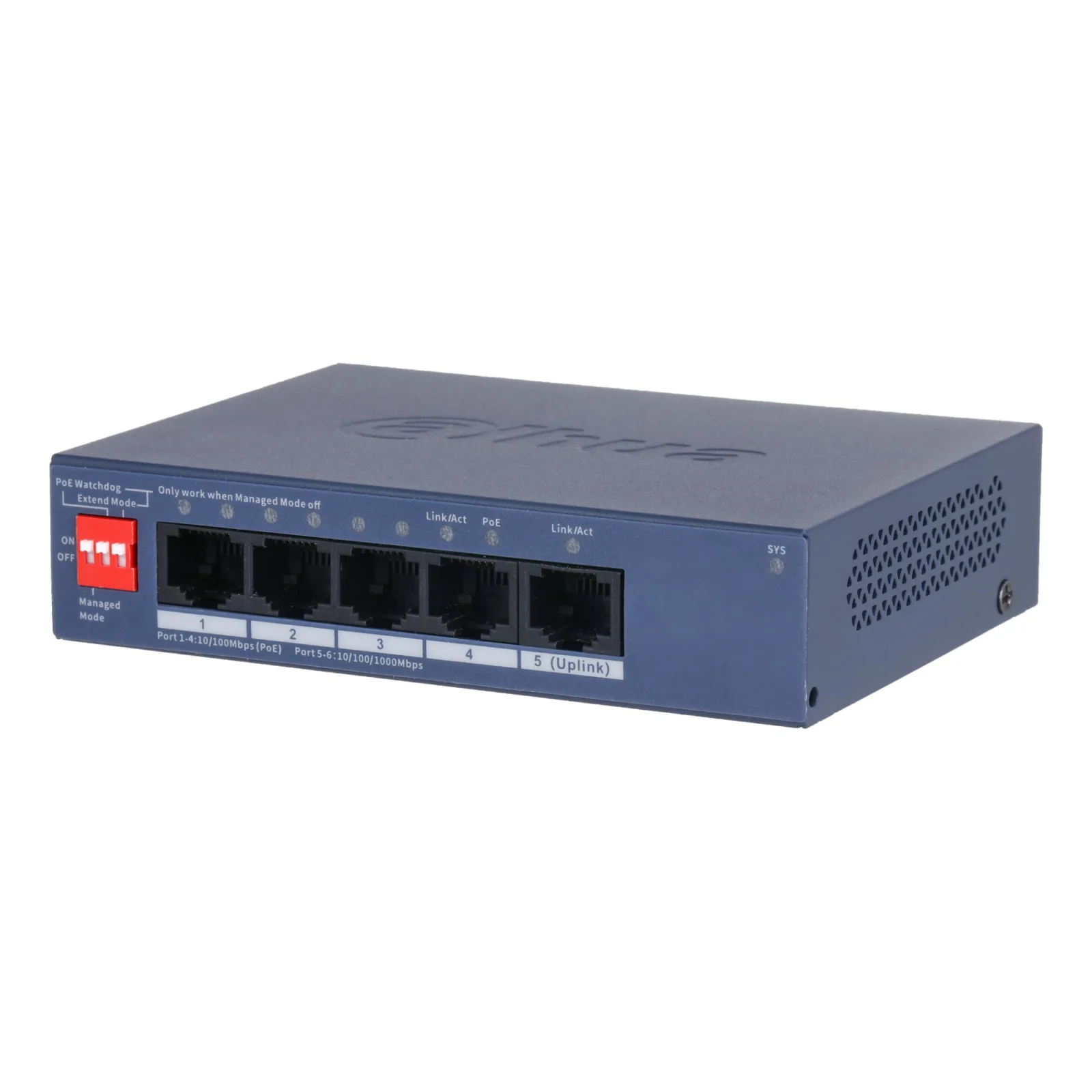 Switch|DAHUA|DH-CS4005-4ET1GT-36|Switch layer L2|4xRJ-45 ports|RJ-45 Ports Type Fast Ethernet (10/100)|1xGigabit Ethernet (copper) ports quantity|4xPower over Ethernet (PoE) ports quantity|Total Power over Ethernet (PoE)