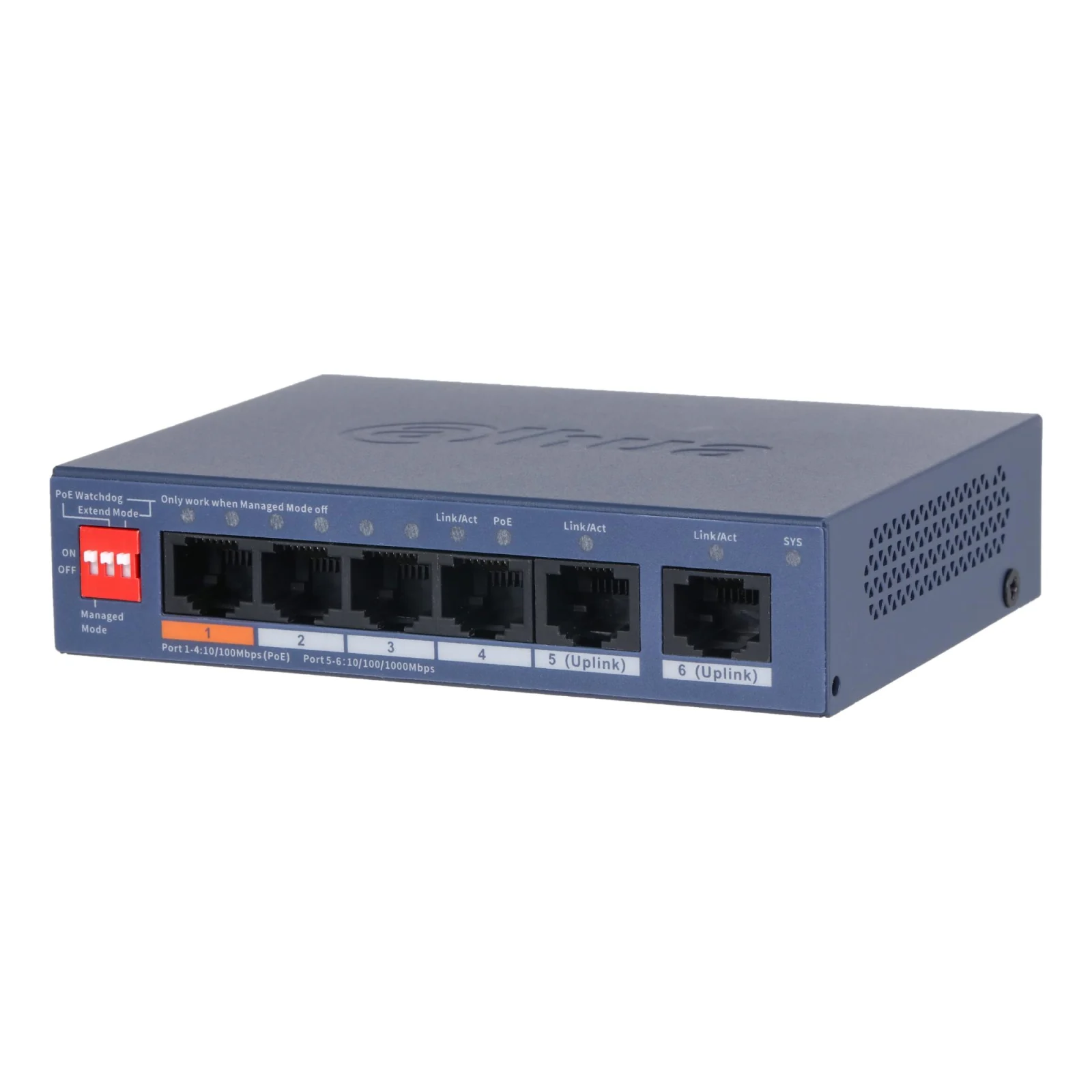 Switch|DAHUA|DH-CS4006-4ET2GT-60|Switch layer L2|2xRJ-45 ports|RJ-45 Ports Type Fast Ethernet (10/100)|4xGigabit Ethernet (copper) ports quantity|Power over Ethernet (PoE) Yes|4xPower over Ethernet (PoE) ports quantity|T